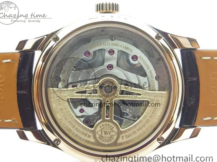 MIROTIME 0409 Compact Portugieser Perpetual Calendar IW503302 RG V9F 1:1 Best Edition White Dial on Brown Leather Strap A 7113